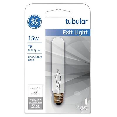 GE 22114 Appliance Light Bulb, 15 W, T6 Lamp, E12 Candelabra Lamp Base, 100 Lumens, 2500 K Color Temp