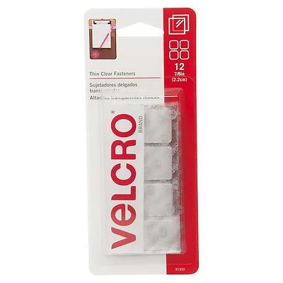 VELCRO Brand 91330 Hook and Loop Fastener, 7/8 in W, 7/8 in L, Clear