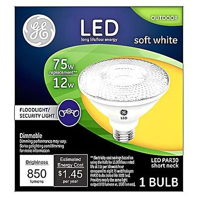 GE LED Flood Bulb, PAR30, Soft White, 1000 Lumens, 12 Watt