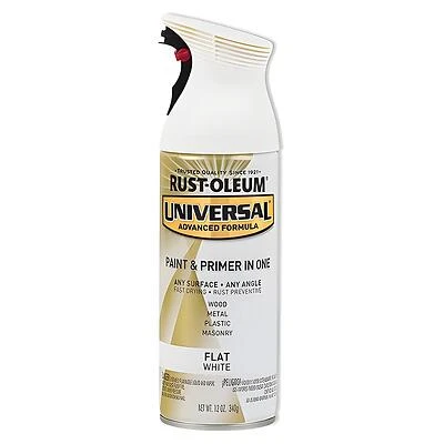 Rust-Oleum 247564 Universal Spray Paint, Flat White, 12 oz