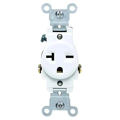 Leviton S02-05821-0WS Single Receptacle, 2 -Pole, 250 V, 20 A, White