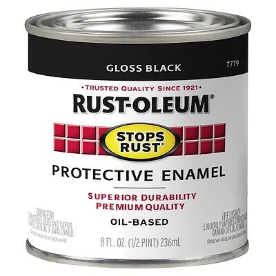 Rust-Oleum 7779730 Stops Rust Protective Enamel, Gloss Black, 1/2 Pint