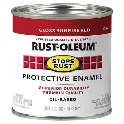 Rust-Oleum 7762730 Stops Rust Protective Enamel, Gloss Sunrise Red, 1/2 Pint