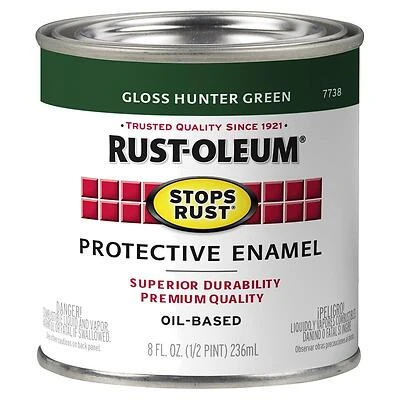 Rust-Oleum 7738730 Stops Rust Protective Enamel, Gloss Hunter Green, 1/2 Pint