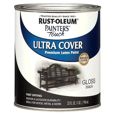 Rust-Oleum 1979502 Painter's Touch Gloss Black Paint, 1-Qt.