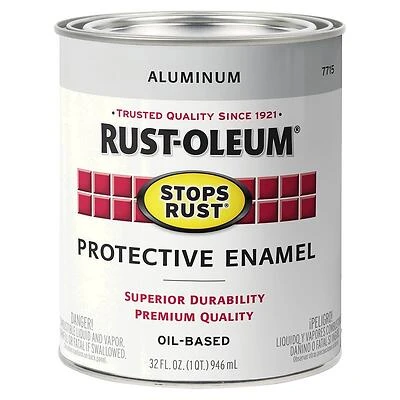 Rust-Oleum 7715502 Stops Rust Protective Enamel, Metallic Aluminum, 1 Qt