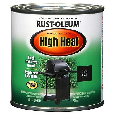 Rust-Oleum 7778730 Specialty High Heat BBQ Paint, Black Satin, 1 Pt