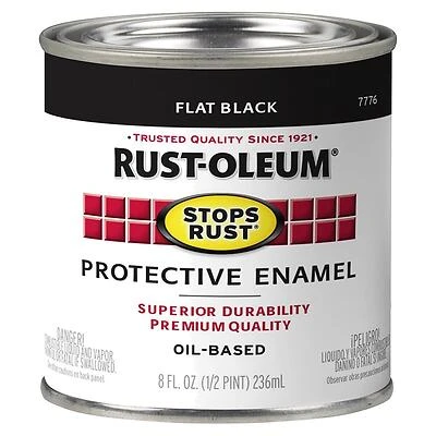 Rust-Oleum 7776730 Stops Rust Protective Enamel, Flat Black, 1/2 Pt.