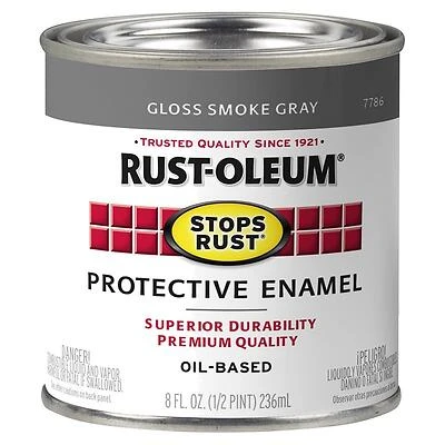 Rust-Oleum 7786730 Stops Rust Protective Enamel, Gloss Smoke Gray, 1/2 Pt
