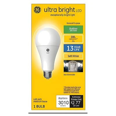 GE 93128933 LED Bulb, A21, 200W Equivalent, 2700K Soft White, 3010 Lumens