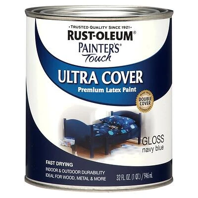 Rust-Oleum 1922502 Painter's Touch Ultra Cover Gloss Paint, Navy Blue, 1 Qt.