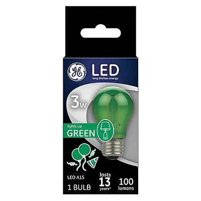 GE 93116856 LED Party Light Bulb, A15, Green, 3W, 100 Lumens