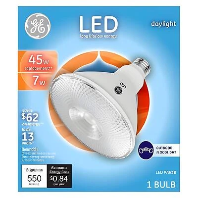 LED Floodlight Bulb, Daylight, Clear, 550 Lumens, 7 Watt