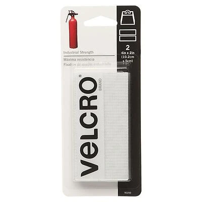 VELCRO Brand 90200 Hook and Loop Fastener, 2 in W, 4 in L, Nylon, White, Rubber Adhesive