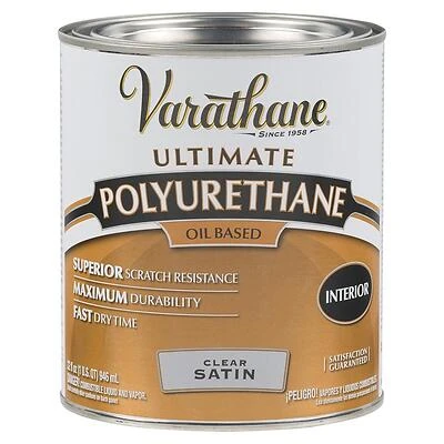 Varathane 9141H Satin Interior Oil-Based Polyurethane, Clear, 1 Qt