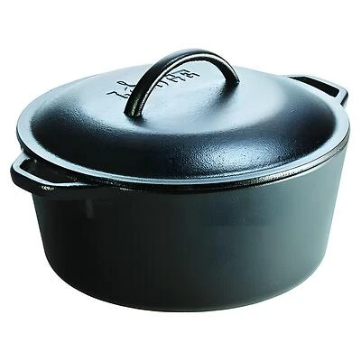 Lodge L8DOL3 Dutch Oven, Seasoned Cast Iron, 5 Qt.
