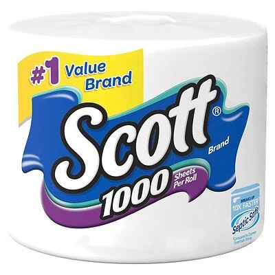 Scott 45451 Toilet Paper, 1-Ply, White, 1000 Sheets