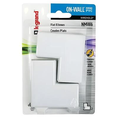 Wiremold NMW6 Raceway Flat Elbow, Plastic, White
