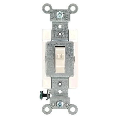 Leviton R56-0CSB1-2TS Single Pole Toggle Quiet Switch, 20 Amp, Light Almond