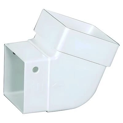 Gutter Elbow, Contemporary, Square, Vinyl, White, 2-In.