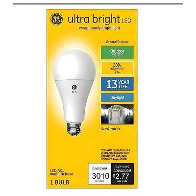 GE 93128934 LED Bulb, A21, Ultra Bright, 5000K, 3010 Lumens, 23W