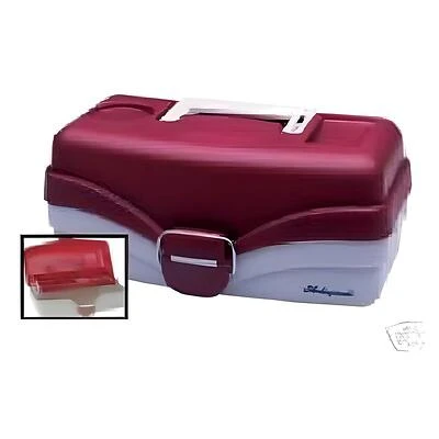Plano Tackle Box, 1-Tray, Red Metallic/Off White, 13-3/4 In.