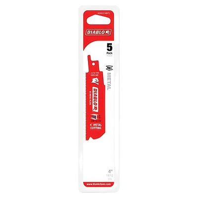 Diablo DS0414BF5 Reciprocating Saw Blade, 1 in W, 4 in L, 14/18 TPI, Bi-Metal Cutting Edge