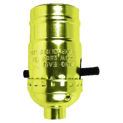 Jandorf 60407 Lamp Socket, On/Off Push Through, 250 V, 660 W, Brass Housing Material