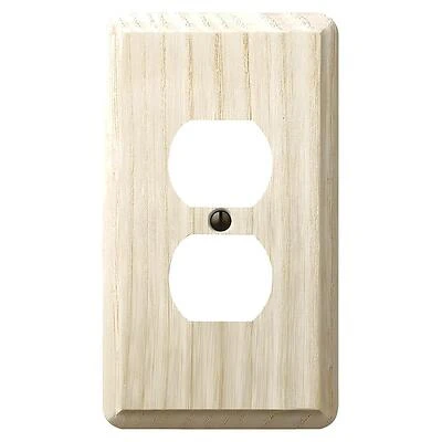 Amerelle Contemporary Series 401D Outlet Wallplate, 5.36 in L, 3.11 in W, 1-Gang, Ash Wood, Screw Mounting