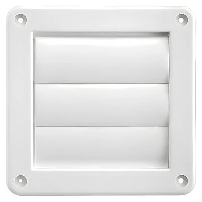 Lambro 2676W Exhaust Wall Louvered Vent, White Plastic, 4 In.