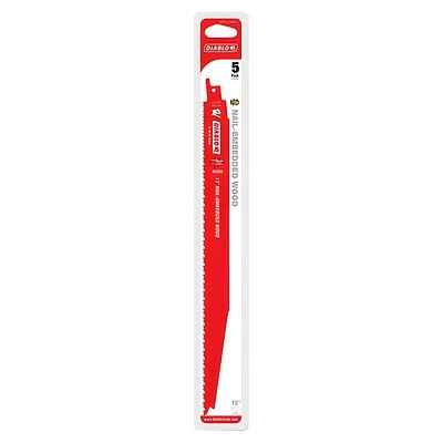 Diablo DS1212BW5 Reciprocating Saw Blade, 1 in W, 12 in L, 6/12 TPI, Bi-Metal Cutting Edge