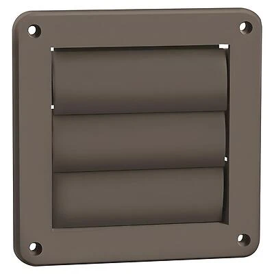 Lambro 2677B 4 In. Exhaust Wall Louvered Vent, Brown Plastic