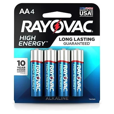 Rayovac HIGH ENERGY 815-4K Household Battery, AA Battery, Alkaline, Rechargeable: No