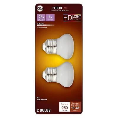 GE 46960 LED Bulb, R14 Lamp, 25 W Equivalent, Medium Lamp Base, Dimmable, 2700 K Color Temp