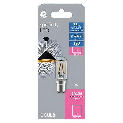 GE LED Light Bulb, T4 Filament, BA15D Base, 3 Watt, 350 Lumens