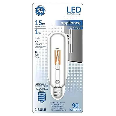 GE 13404 LED Appliance Light Bulb, Candelabra Base, 7W, E12