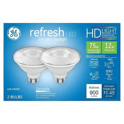 GE Industrial Solutions 43095 LED Bulb, Flood/Spotlight, PAR30 Lamp, E26 Lamp Base, Dimmable, Clear, Daylight Light