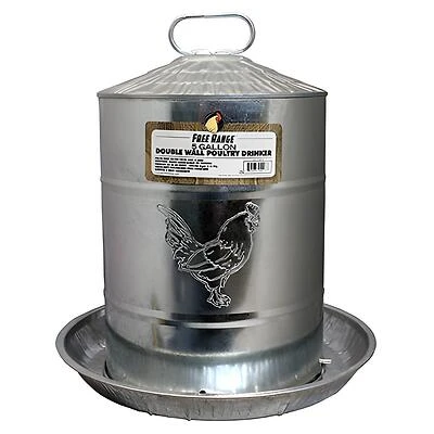 Farmpro 1000265 Poultry Drinker Double-Wall Galvanized Steel, 5 Gallon