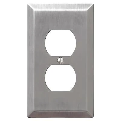 Amerelle Century Series 163DBN Outlet Wallplate, 5 in L, 2.9 in W, 1-Gang, Steel, Brushed Nickel-Plated, Screw Mounting
