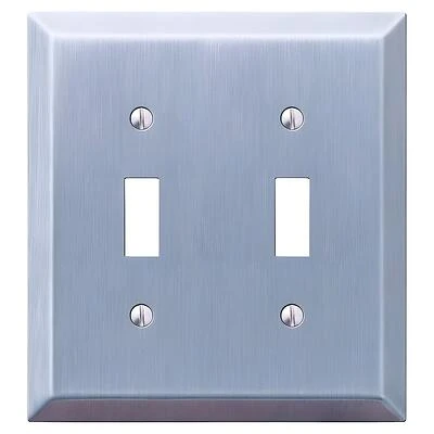 Amerelle Century Series 163TTBN Wallplate, 5 in L, 4.6 in W, 2-Gang, Steel, Brushed Nickel-Plated