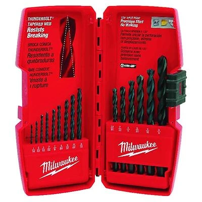 Milwaukee 48-89-2803 Thunderbolt Black Oxide Drill Bit Set, Jobber Length, 15-Pc.