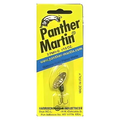 Panther Martin 2PMR-G Spinner Lure, Gold, 1/16 Oz, Black With Red Dots