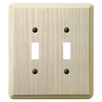 Amerelle Contemporary Series 401TT Wallplate, 5.36 in L, 4.92 in W, 2-Gang, Ash Wood