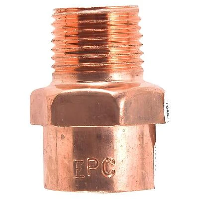Mueller Industries W 61147 Copper Male Pipe Thread Adapter, 3/4 x 1/2 In.
