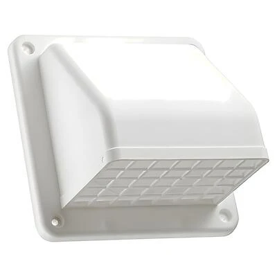 Lambro 1471W Exhaust Wall Hood Vent, White Plastic, 4 In.