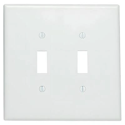 Leviton 88109 Wallplate, 5-1/4 in L, 5.31 in W, 2-Gang, Thermoset Plastic, White, Smooth