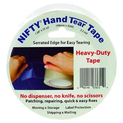 Nifty T3761RTL Hand Tear Tape, 1.88 In. x 55 Yard, Serrated