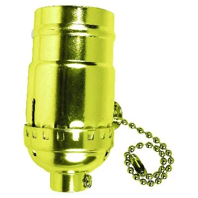 Jandorf 60410 Pull Chain Lamp Socket, 250 V, 250 W, Brass Housing Material, Yellow