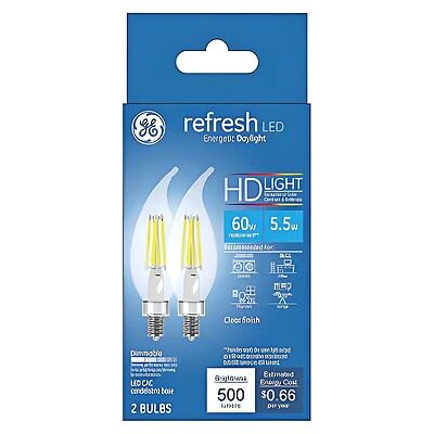 GE Industrial Solutions 31517 LED Bulb, 120 V, 300 Lumens, 4 W, BM Lamp, 40 W Equivalent, E26 Lamp Base, Dimmable