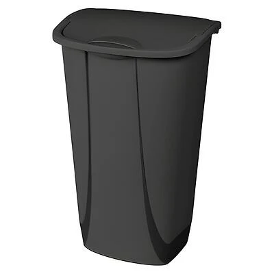 Sterilite 10759006 Wastebasket, 11.3 gal Capacity, Plastic, Black, Lift-Top Lid Closure